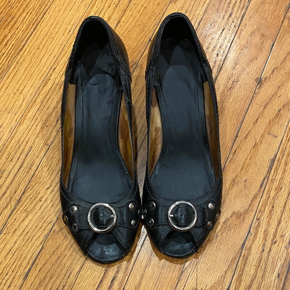 Frye Black Peep-Toe Women's Shoes